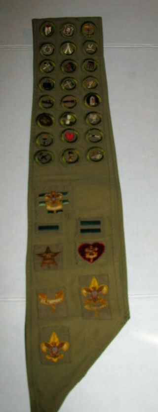 Vintage Boy Scout Sash w 36 Merit Badges Patches and 1940 WORLDS FAIR PATCH 2