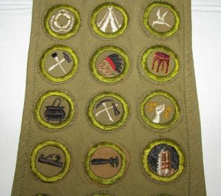 Vintage Boy Scout Sash w 36 Merit Badges Patches and 1940 WORLDS FAIR PATCH 5