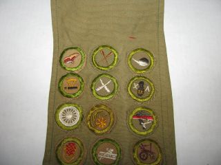 Vintage Boy Scout Sash w 36 Merit Badges Patches and 1940 WORLDS FAIR PATCH 7