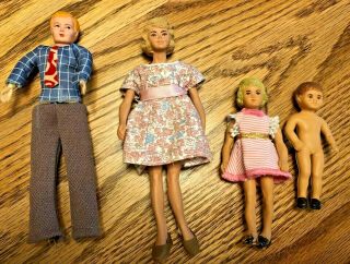 Vintage Doll Family - 1960s - Rubber Bendable
