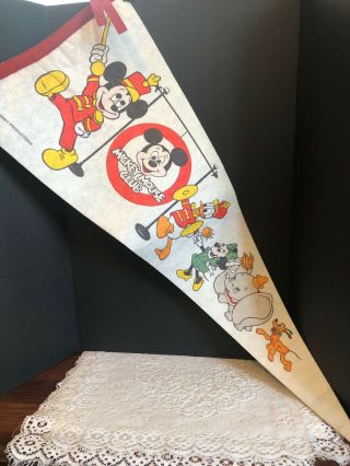 Vintage 1970s Walt Disney Productions Mickey Mouse Club Felt Pennant 29.  5” X 11”