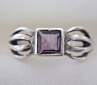 Antique Vintage Sterling Silver 925 Purple Amethyst Ring Art Deco Style