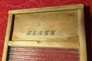 Vintage Antique Carolina Washboard Company Wood Glass Laundry Washboard 2