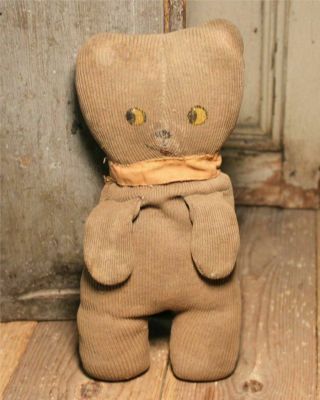 Vintage Folk Art Knit Cotton Sock Teddy Bear