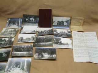 1913 Boy Scout Diary With 17 Photos Of Camping Trip & Other Paper