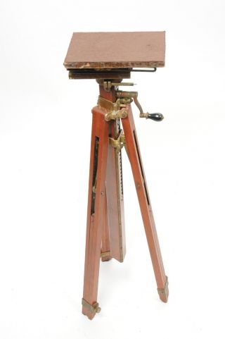 Antique Agfa Ansco Full Size Wood Tripod With Tilting Mounting Plate 870