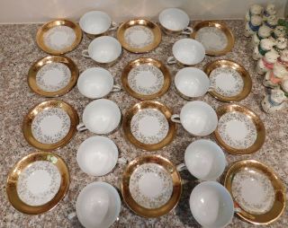 Vintage Fine China Japan Heavy Gold Decorated Set of 12 Cups & Saucers 5