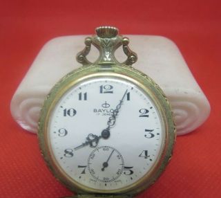 Antique Vintage Gold Plated Baylor Pocket Watch 17 Jewel Swiss Movement Mh