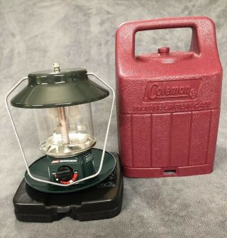 Vintage 1998 Coleman Propane Lantern With Matching 1998 Red Hard Case
