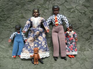 Vintage 1950s Dollhouse Miniature African American Black Family