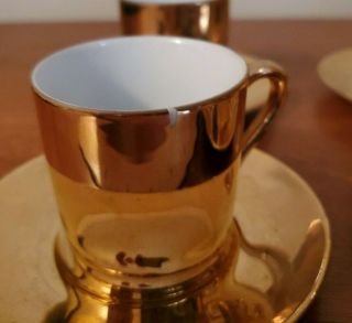 VINTAGE PORCELAIN GOLD DEMITASSE TEA CUPS SAUCERS SET of 4 2