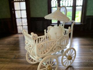 1988 Miniature Dollhouse Artisan Bentwood Victorian Baby Pram Barbara Ruemeli