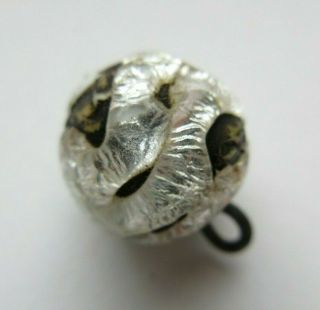 Magnificent Antique Vtg Sterling Foil Glass Charmstring Button W/ Pin Shank (i)