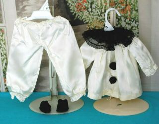 Vintage Doll Clothes Shoes Outfit Lady Clown Pierrot 4 Pc Boudoir 26 " Dolls