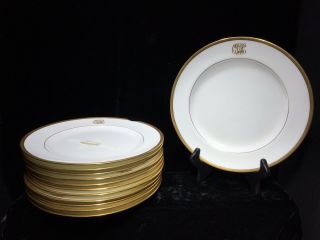 12 Antique Minton Gold Encrusted 9” Salad Lunch Plates Gilman Collamore C 1900