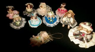10 Miniature Porcelain Dolls.  2 " - 3 " Tall Vintage 50 