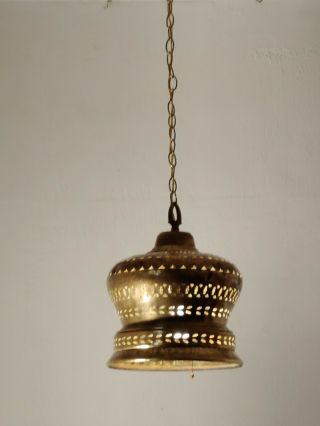 Antique Turkish Moroccan Style Brass Hanging Lamp Light Fixture Chandelier