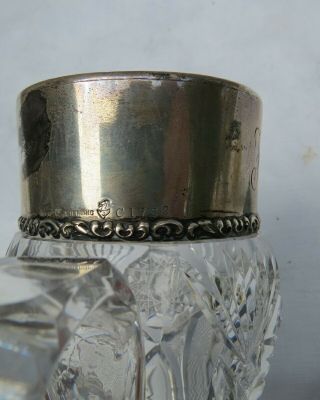 Antique Victorian Brilliant Cut Glass pitcher sterling top 7