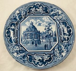 Antique J&w Ridgway Blue Staffordshire Plate Radcliffe Library,  Oxford