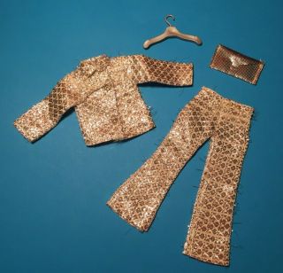 Vintage Barbie Size Hong Kong Clone Metallic Silver Top And Pants Outfit