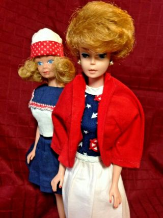 Vintage Mattel Bubble Barbie And Friend Midge In Vintage Nautical Outfits