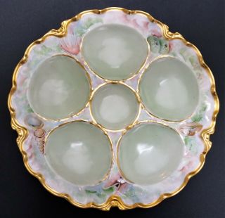 Antique French Haviland Limoges Scalloped Oyster Plate With Shells - E