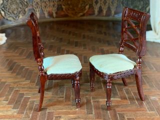 Miniature Dollhouse Vintage EARLY Fantastic Merchandise Chairs Green Crossback 3