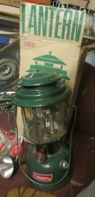 Vintage 1973 Green Coleman Dual Mantle Lantern 220h195 Mantles Instruct