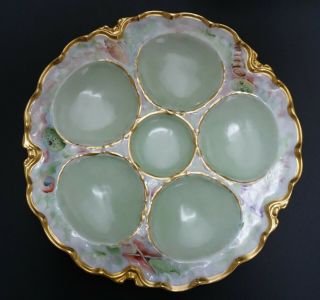 Antique French Haviland Limoges Scalloped Oyster Plate With Shells - F