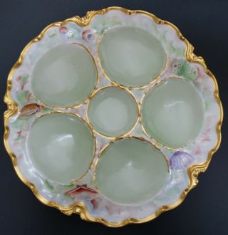 Antique French Haviland Limoges Scalloped Oyster Plate With Shells - B