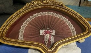 Victorian Style Framed Fan Art Decor 22x15 Craft