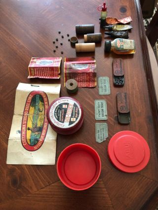 Vintage Weight Tins,  Wooden Split Shot Containers And More