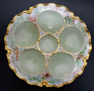 Antique French Haviland Limoges Scalloped Oyster Plate With Shells - D