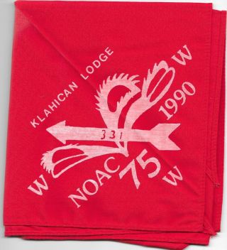 1990 Noac Klahican Lodge 331 Neckerchief Cape Fear Council Camp Bowers