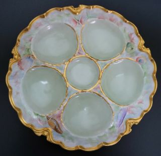 Antique French Haviland Limoges Scalloped Oyster Plate With Shells - A