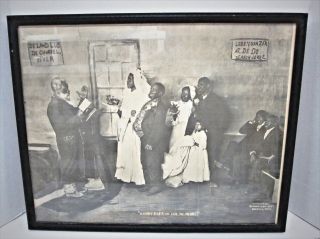Antique Vtg Large Black Americana Wedding Photo Print 1897 Humor 21x16 Framed