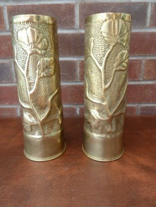 Decorated Ww2 Antique Brass Trench Art Shell Case