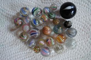 26 Antique German Hand Made Marbles