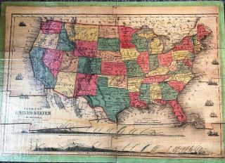 Antique 1883 Sherwin Williams Wooden Puzzle Map Of United States Complete No Box