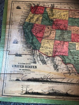 Antique 1883 Sherwin Williams Wooden Puzzle Map Of United States Complete No Box 3
