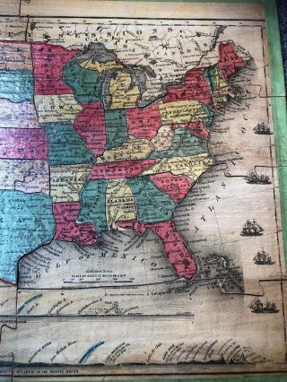 Antique 1883 Sherwin Williams Wooden Puzzle Map Of United States Complete No Box 5