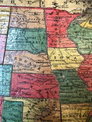 Antique 1883 Sherwin Williams Wooden Puzzle Map Of United States Complete No Box 7