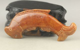 Chinese Old Natural Jade Hand - Carved Fish Pendant