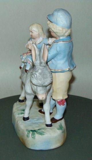 ANTIQUE VICTORIAN Figurine BOY HOLDING LITTLE SISTER ON A DONKEY Bisque GERMANY? 3