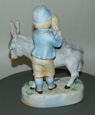 ANTIQUE VICTORIAN Figurine BOY HOLDING LITTLE SISTER ON A DONKEY Bisque GERMANY? 5