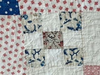 Early c 1830 - 40s Postage Stamp QUILT Antique Fabric Study Sampler 5