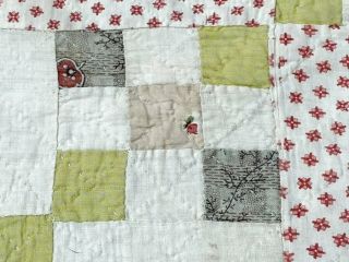 Early c 1830 - 40s Postage Stamp QUILT Antique Fabric Study Sampler 7