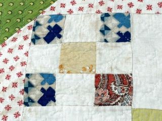 Early c 1830 - 40s Postage Stamp QUILT Antique Fabric Study Sampler 8