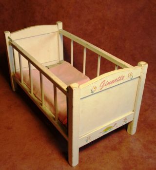 Vintage Vogue Ginnette Baby Doll Crib - Painted Wood W/drop Side