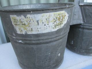 Vintage Wheeling Twin Pail Galvanized Double Connected Buckets Milking 3